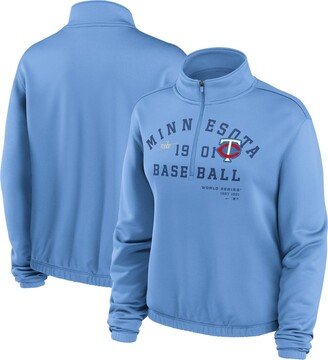 Women's Light Blue Minnesota Twins Rewind Splice Half-Zip Sweatshirt