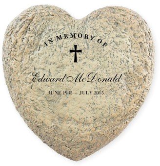 Garden Stones: Treasured Memory Garden Stone, Heart Shaped Garden Stone (9X9), White