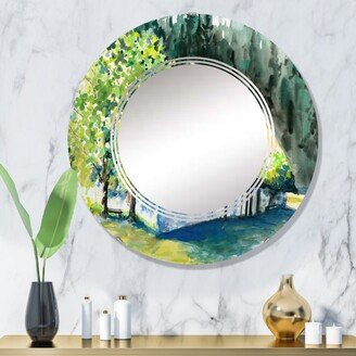 Designart 'Old White House In The Countryside' Printed Cabin & Lodge Wall Mirror