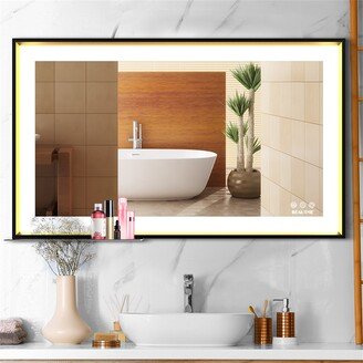 AWZTOO 40 x 24 Inch Bathroom Vanity Mirror With LED Lights Lighted Makeup Mirror Wall Mounted Anti-Fog Memory Dimmable Touch Sensor