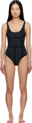 Black Monogram One-Piece Swimsuit