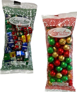 Betsy Ann Chocolates Milk Chocolate Presents & Chocolate Balls Gift Bundle, 90 Pieces