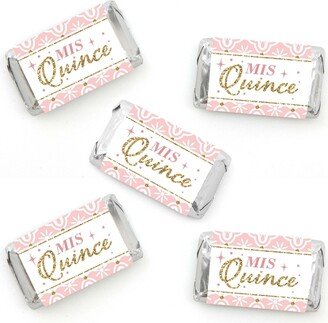 Big Dot Of Happiness Mis Quince Anos - Mini Candy Bar Wrapper Stickers - Sweet 15 Party Favors 40 Ct