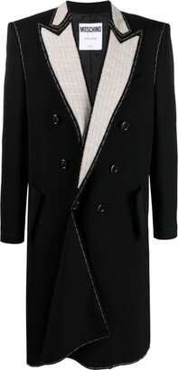 Contrast-Lapels Double-Breasted Coat