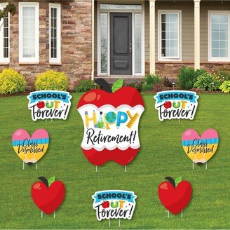 Big Dot Of Happiness Teacher Retirement - Outdoor Lawn Decor - Happy Retirement Yard Signs - Set of 8