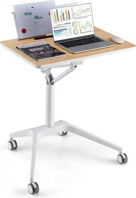 Tangkula Pneumatic Standing Desk Rolling Adjustable Laptop Cart Podium Detachable Holder