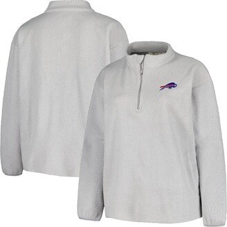 Women's Gray Buffalo Bills Plus Size Sherpa Quarter-Zip Jacket