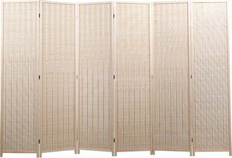 WELLFOR 6 Panel Bamboo Private Folding Portable Partition Screen,Room Divider