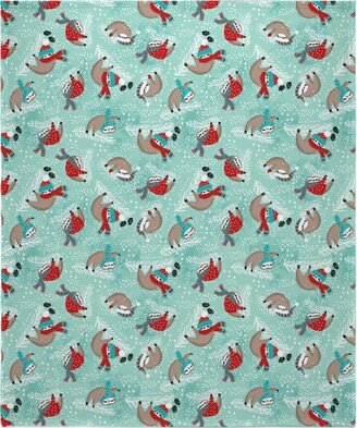 Fleece Photo Blankets: Snowy Sloths! Blanket, Fleece, 50X60, Multicolor