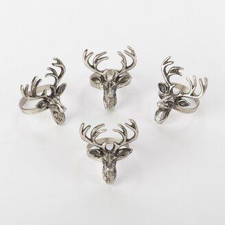 Saro Lifestyle Reindeer Design Napkin Ring, Silver (Set of 4)