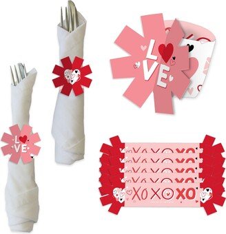 Big Dot Of Happiness Happy Valentine's Day Hearts Party Paper Napkin Holder - Napkin Rings 24 Ct