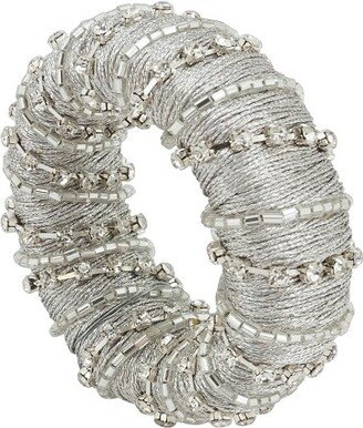 Saro Lifestyle Whimsical Wonder Beaded Napkin Ring (Set of 4), Silver