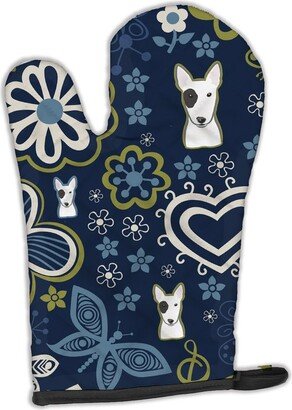 Blue Flowers Bull Terrier Oven Mitt