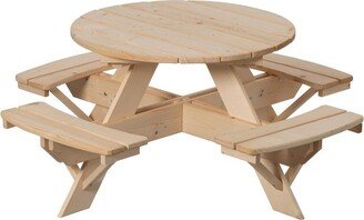 Wooden Kids Round Picnic Table Bench, Outdoor Children's Backyard Table, Crafting, Dining, and Playtime Patio Table