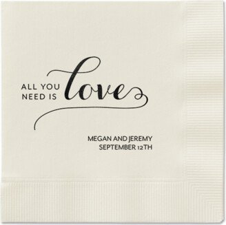 Wedding Napkins: Lovely Feeling Napkins, Black, Ecru