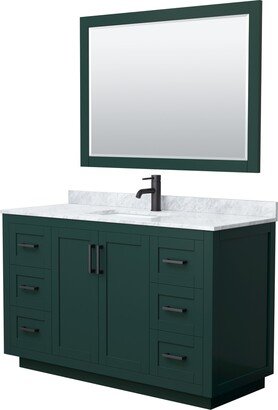 Miranda Single Vanity Set, White Carrara Marble Top, 46-Inch Mirror