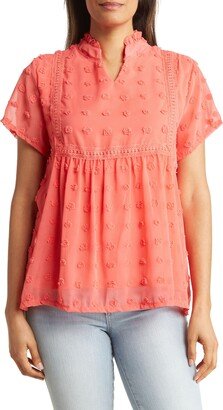 Forgotten Grace Crochet Clip Dot Blouse