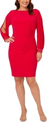 Plus Size Beaded-Cuff V-Back Dress