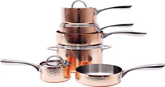 Hammered Copper 10-Piece Tri-Ply Cookware Set