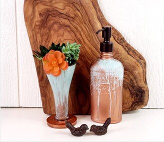 Copper Patina Up-Cycled Bulleit Bourbon Bottle Soap/Hand Lotion Dispenser | Bathroom/Kitchen Accessary House Warming Gift