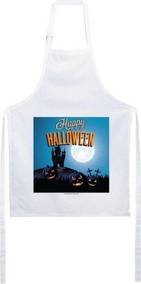 USA Happy Halloween Spooky Graveyard and Full Moon Scene White Apron