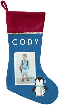 Christmas Stockings: Winter Penguin Christmas Stocking, Red, Blue