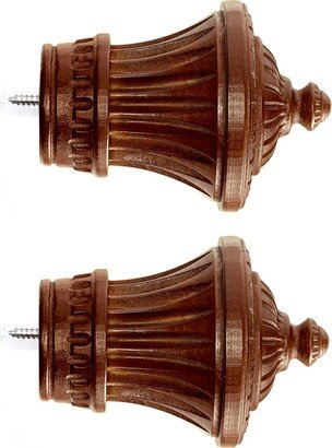 Pair/For 1 3/8 Inch Rod Drapery Wood Finial For 3/8