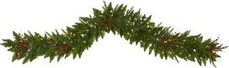 Christmas Pine Artificial Garland with Lights and Berries, 72