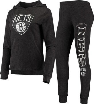 Women's Concepts Sport Black Brooklyn Nets Hoodie & Pants Sleep Set