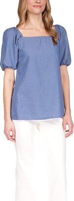 Chambray Square Neck Top (Light Cadet Wash) Women's Clothing