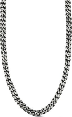 Yield of Men Men's Oxidized Sterling Silver 7.5mm Curb Chain Necklace