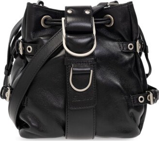 Leather Bucket Shoulder Bag - Black