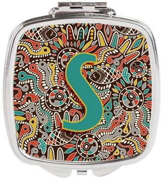 CJ2013-SSCM Letter S Retro Tribal Alphabet Initial Compact Mirror