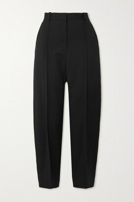 Cropped Wool Straight-leg Pants - Black