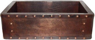 019-Cks Apron Front Farmhouse Kitchen Mexican Hand Hammered Copper Sink Rivets Single Bowl 33 X 22 # 19