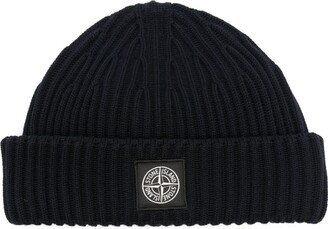 Logo-Patch Ribbed-Knit Beanie-AC