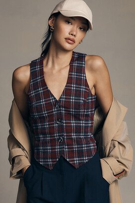 Plaid Button-Front Vest Jacket