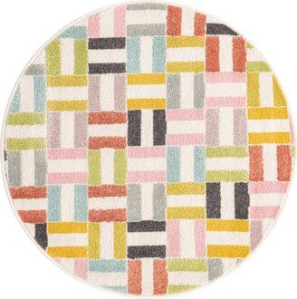 Bayshore Home Campy Kids Chicklets 3'3 x 3'3 Round Area Rug