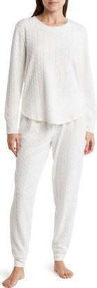 JACLYN Cable Knit Long Sleeve Top & Joggers Pajamas