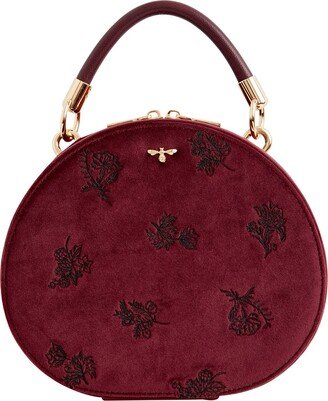 Fable England Fable Flora Embroidered Vanity Case Redcurrant Velvet