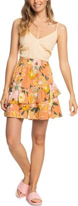 Juniors' Cosmic Glow Again Ruffle-Trim Mini Skirt