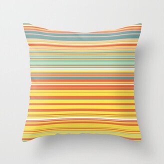 Yellow Orange Green Stripes Throw Pillow