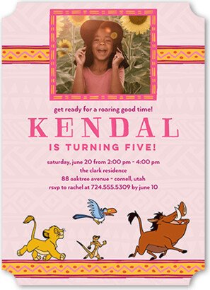 Kids Birthday Invitations: Disney The Lion King Celebration Birthday Invitation, Purple, 5X7, Pearl Shimmer Cardstock, Ticket