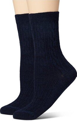 Everyday Cable Crew 2-Pack Socks (Deep Navy Heather) Women's No Show Socks Shoes