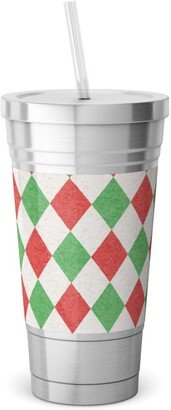 Travel Mugs: Christmas Diamonds Stainless Tumbler With Straw, 18Oz, Multicolor