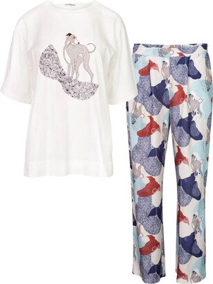 Oh!Zuza Night&Day Pajama Set - Loose Fit T-Shirt & Long Pants - Whippet