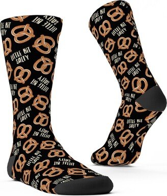 Socks: Little Bit Salty - Pretzels - Black Custom Socks, Black