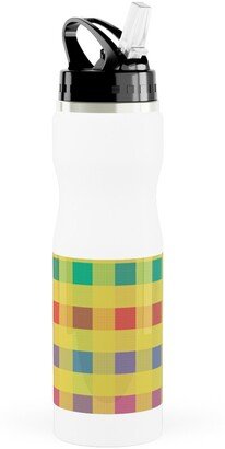 Photo Water Bottles: Picnic Plaid Stainless Steel Water Bottle With Straw, 25Oz, With Straw, Multicolor