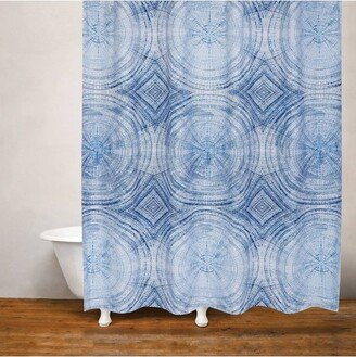 Tree Rings Shower Curtain Blue