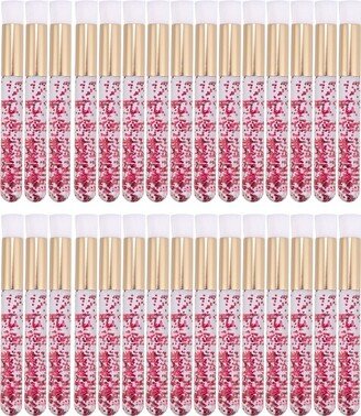 Unique Bargains 30 Pcs Makeup Brush Set Travel Blending Foundation Contour Concealer Blusher Brush 10x1cm Red